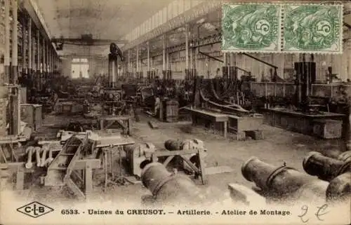 CPA Le Creusot Saône et Loire, Usines, Artillerie, Atelier de Montage