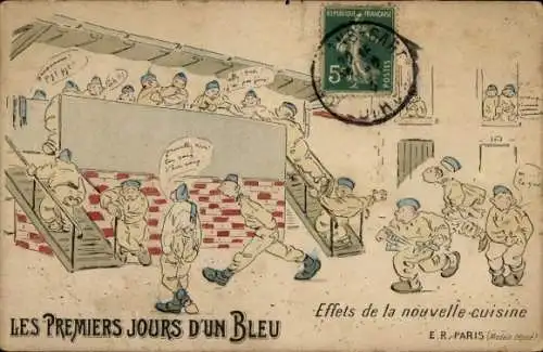 CPA Les Premiers jours d'un Bleu, Effets de la nouvelle cuisine