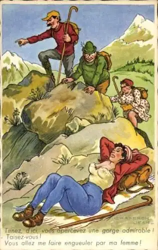 Künstler Ak Chaperon, Jean, Wanderer, Humor