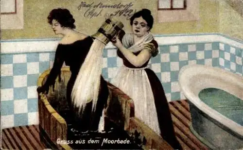 Ak Moorbad, Kurwesen, Frau in der Badewanne
