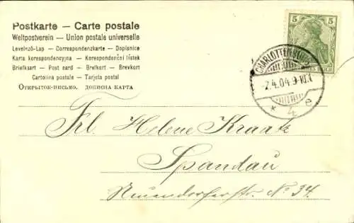 Ak Fröhliche Ostern, Hase mit zwei Mädchen