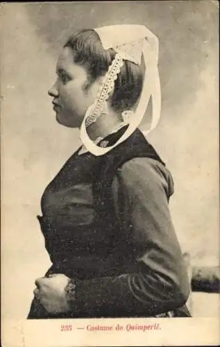 Ak Quimperlé Finistère, Frauenportrait in Tracht