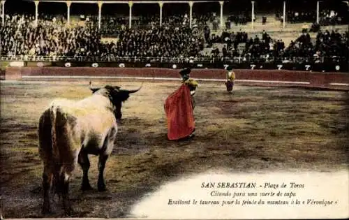 Ak Donostia San Sebastian Baskenland, Stierkampfarena, Torero, Stier