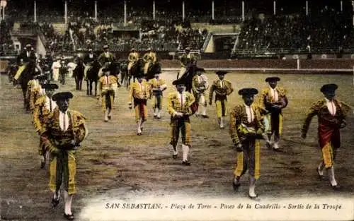 Ak Donostia San Sebastian Baskenland, Plaza de Toros - Paseo de la Cuadrilla