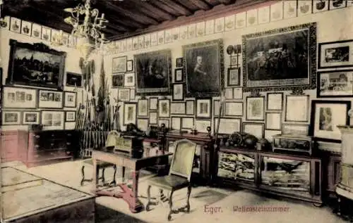 Ak Cheb Eger Reg. Karlsbad, Blick in das Wallensteinzimmer, Gemälde