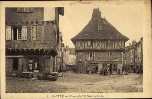 Ak Saint Céré Lot, Place de l'Hotel-de-Ville