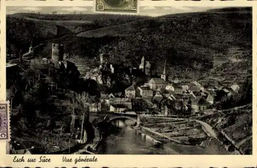 Ak Esch sur Sure Esch an der Sauer Luxemburg, Schwarzwälder Landschaft, Fluss, alte Burgen, Gebäu