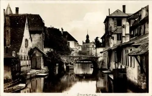 Ak Saverne Zabern Elsass Bas Rhin, Historische Gebäude, Kanal, Brücke, Schwarz-Weiß-Bild