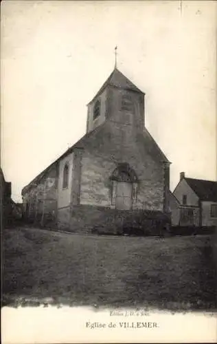 Ak Villemer Seine et Marne, Kirche, Eglise de  sepia-tones, architektonische Merkmale