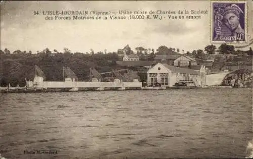 Ak L'Isle Jourdain Vienne, Usine mixte de Cahrdes de la Societe des Forces Motrices de la Vienne