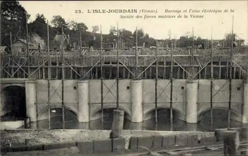 Ak L'Isle Jourdain Vienne, Barragem Usine electrique de la Societe des forces motrices de la Vienne