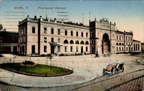 Ak Reuß Gera in Thüringen, Preußischer Bahnhof