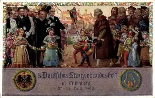 Künstler Ak Durst, J., Nürnberg in Mittelfranken, 8. Deutsches Sängerbundesfest 1912