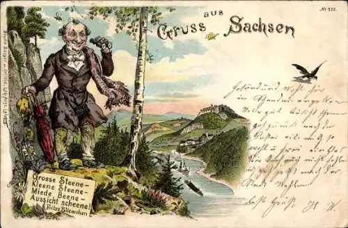 Litho Sachsen, Wanderer Fritz Bliemchen