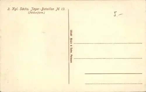 Ak 2. Königlich Sächs. Jäger-Bataillon Nr. 13, Felduniform