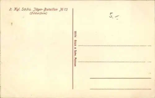 Ak 2. Königlich Sächs. Jäger-Bataillon Nr. 13, Felduniform