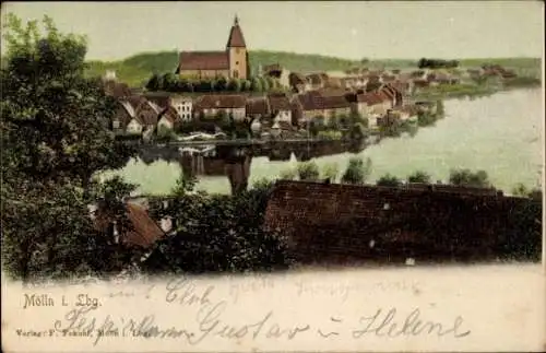 Ak Mölln im Herzogtum Lauenburg, Ansicht von  Kirche, Häuser, Fluss, Natur