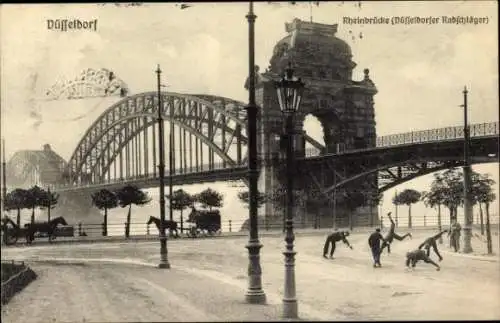 Ak Düsseldorf am Rhein, Rheinbrücke, Düsseldorfer Radschläger
