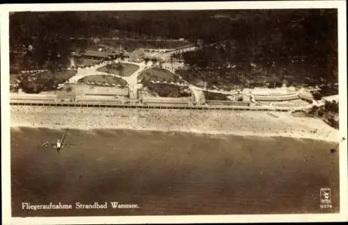 Ak Berlin Zehlendorf Wannsee, Fliegeraufnahme vom Strandbad