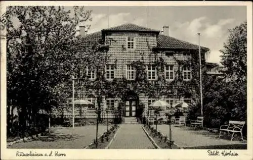 Ak Witzenhausen an der Werra Hessen, Stadthaus, Fassade, Eingang, Garten, Bäume, Terrasse, Stühle