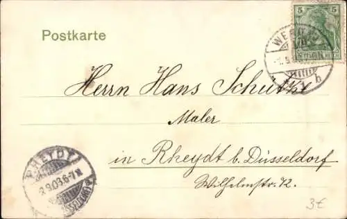 Ak Werdau in Sachsen, Stadtansicht, Kirchturm, Fabriken, Häuser, Bäume