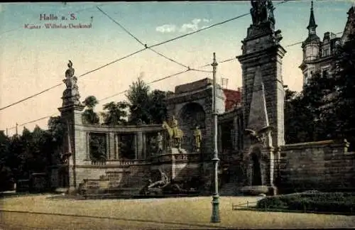 Ak Halle an der Saale, Partie am Kaiser Wilhelm Denkmal