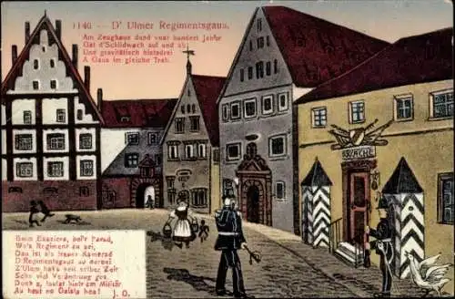 Künstler Ak Ulm an der Donau, D'Ulmer Regimentsgaus, Zeughaus