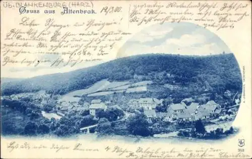 Ak Altenbrak Thale im Harz, Übersicht auf  Winterlandschaft, Häuser, Berge