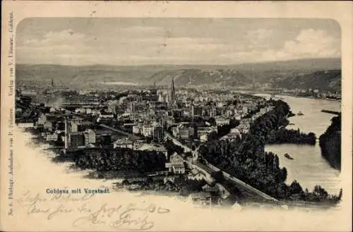 Ak Koblenz am Rhein, Gesamtansicht, Vorstadt