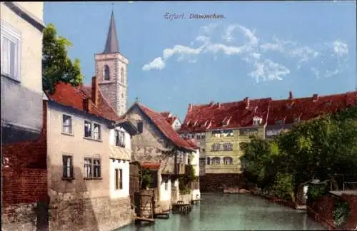 Ak Erfurt in Thüringen, Dämmchen, Wasserpartie