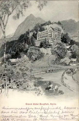 Ak Kerns Kanton Obwalden Schweiz, Grand Hotel Burgfluh
