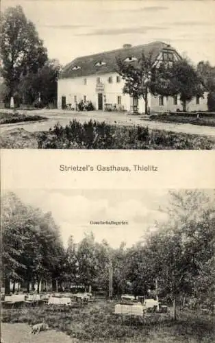 Ak Tylice Thielitz Oberlausitz Niederschlesien, Strietzel's Gasthaus, Gesellschaftsgarten, ruhige