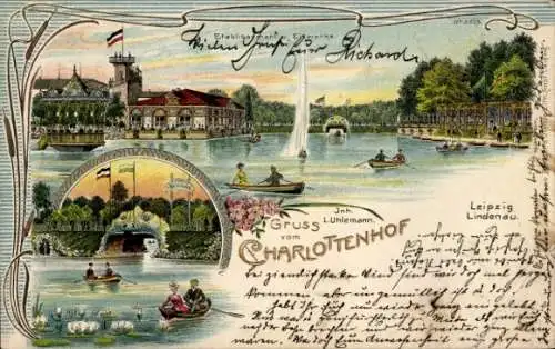 Litho Lindenau Leipzig in Sachsen, Etablissement Charlottenhof, Eiswerke, Inh. L. Uhlemann