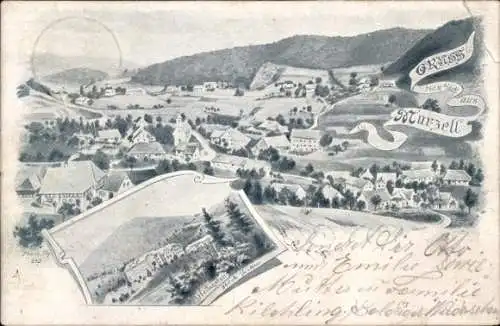 Litho Marzell im Schwarzwald, Gesamtansicht, Heilanstalt