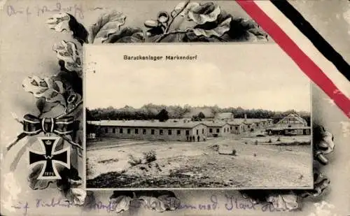 Passepartout Ak Markendorf Jüterbog in Brandenburg, Barackenlager