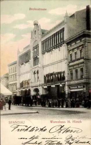 Ak Berlin Spandau, Breitestraße, Warenhaus M. Hirsch, Geschäft Hermann Mund