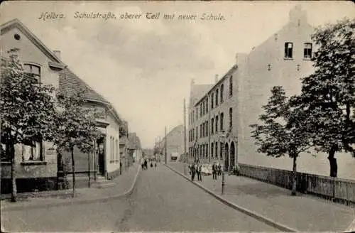 Ak Helbra in Sachsen Anhalt, Schulstraße, obere Teil mit neuer Schule