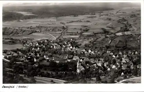 Ak Sennfeld Adelsheim in Baden, Fliegeraufnahme