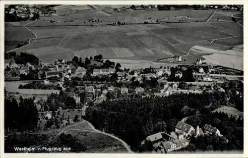 Ak Westheim in Westfalen Marsberg im Sauerland, Luftaufnahme von  ländliche Umgebung, Häuser, Fel
