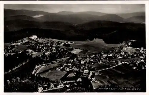 Ak Oberhof im Thüringer Wald, Luftaufnahme von Oberhof, Hotel Wünscher, Waldlandschaft