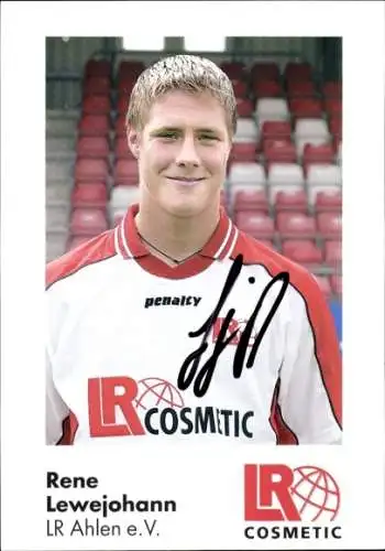 Autogrammkarte Fußballer Rene Lewejohann, Rot Weiss Ahlen, Autogramm