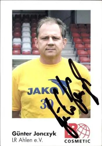 Autogrammkarte Physiotherapeut Günter Jonczyk, Rot Weiss Ahlen, Autogramm
