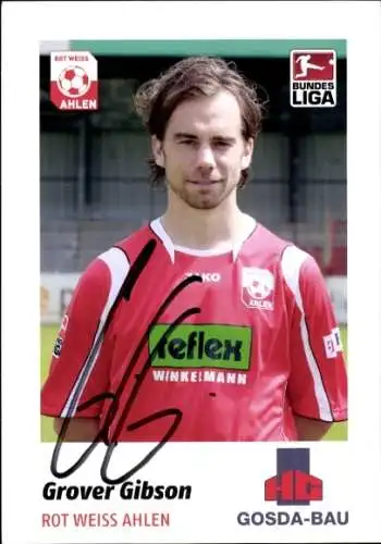Autogrammkarte Fußballer Grover Gibson, Rot Weiss Ahlen, Autogramm
