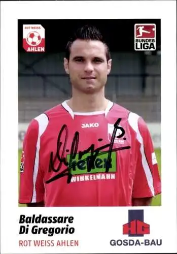 Autogrammkarte Fußballer Baldassare Di Gregorio, Rot Weiss Ahlen, Autogramm