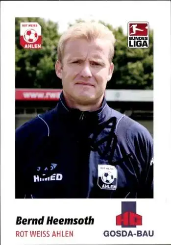 Autogrammkarte Co Trainer Bernd Heemsoth, Rot Weiss Ahlen, Autogramm