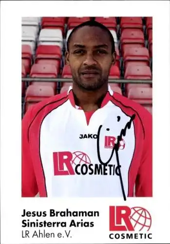 Autogrammkarte Fußballer Jesus Brahaman Sinisterra Arias, Rot Weiss Ahlen, Autogramm
