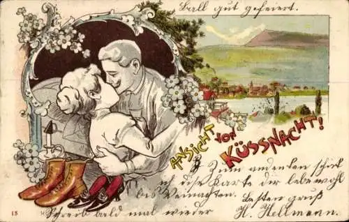 Litho Küssnacht, Liebespaar, Kuss