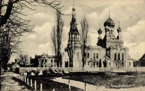 Ak Brest Litowsk Weißrussland, Blaue Kirche