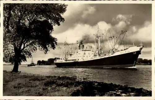 Foto Ak Frachtschiff, Transport