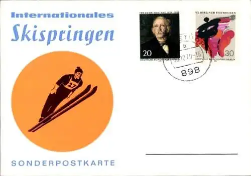 Ak Internationales Skispringen, Sonderpostkarte